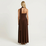 Strapless Maxi Dress – Fitted Bodice, High Slit, Asymmetric Waist