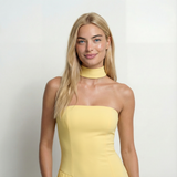 Strapless Maxi Dress – Fitted Bodice, High Slit, Asymmetric Waist