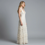 Women’s Lace Maxi Dress with V-Neck