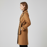 Women's Elegant Camel Trench Style Wool Coat