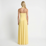 Strapless Maxi Dress – Fitted Bodice, High Slit, Asymmetric Waist