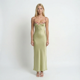 Floral Embroidered Maxi Dress – Sleeveless, Round Neck, Elegant Womens