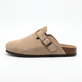 Suede Slippers – Cushioned Cork Footbed, Adjustable Straps, Indoor Outdoor Comfort