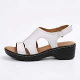 Women's Open Toe Low Heel Sandals – Arch Support, Cushioned Footbed, Hook-and-Loop Closure