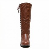 Black Leather High Boots – Low Block Heel, Non-Slip Sole, Cosy Lining