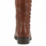 Black Leather High Boots – Low Block Heel, Non-Slip Sole, Cosy Lining