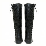 Black Leather High Boots – Low Block Heel, Non-Slip Sole, Cosy Lining