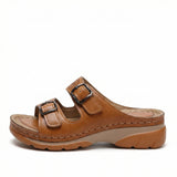 Women's Comfort Leather Sandals – Ergonomic Footbed, Arch Support, Adjustable Strap