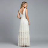 Women’s Lace Maxi Dress with V-Neck