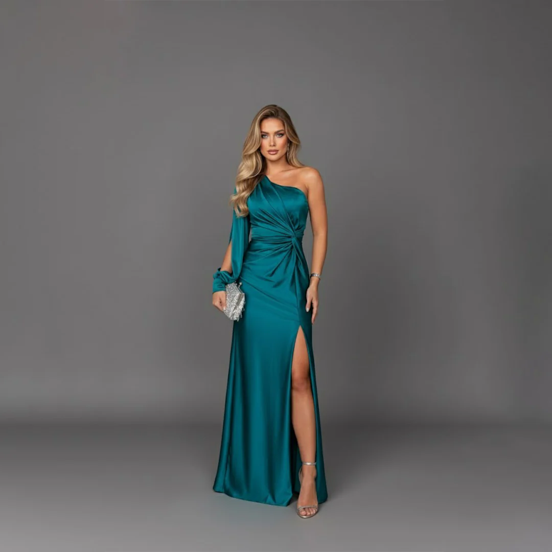 Women’s One-Shoulder Satin Evening Dress