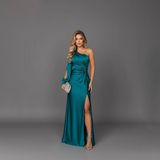 Women’s One-Shoulder Satin Evening Dress