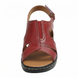 Women's Open Toe Low Heel Sandals – Arch Support, Cushioned Footbed, Hook-and-Loop Closure