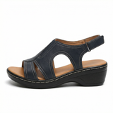 Women's Open Toe Low Heel Sandals – Arch Support, Cushioned Footbed, Hook-and-Loop Closure