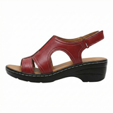 Women's Open Toe Low Heel Sandals – Arch Support, Cushioned Footbed, Hook-and-Loop Closure