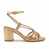 Block Heel Sandals – Braided Roman Style, Open Toe Design, Comfortable Heel