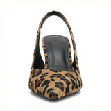 Animal Print Pointed Toe Pumps – Stiletto Heel, Adjustable Back Strap