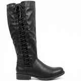 Black Leather High Boots – Low Block Heel, Non-Slip Sole, Cosy Lining