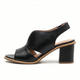 Leather Heeled Sandals – Comfort Footbed, Genuine Leather, Non-Slip Sole