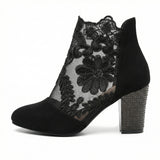 Floral Lace Heels – Handmade Detail, Cushioned Insole, Elegant Womens