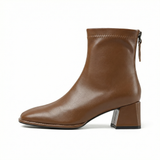 Square Toe Ankle Boots – Mid Block Heel, Side Zipper, Womens Everyday Wear